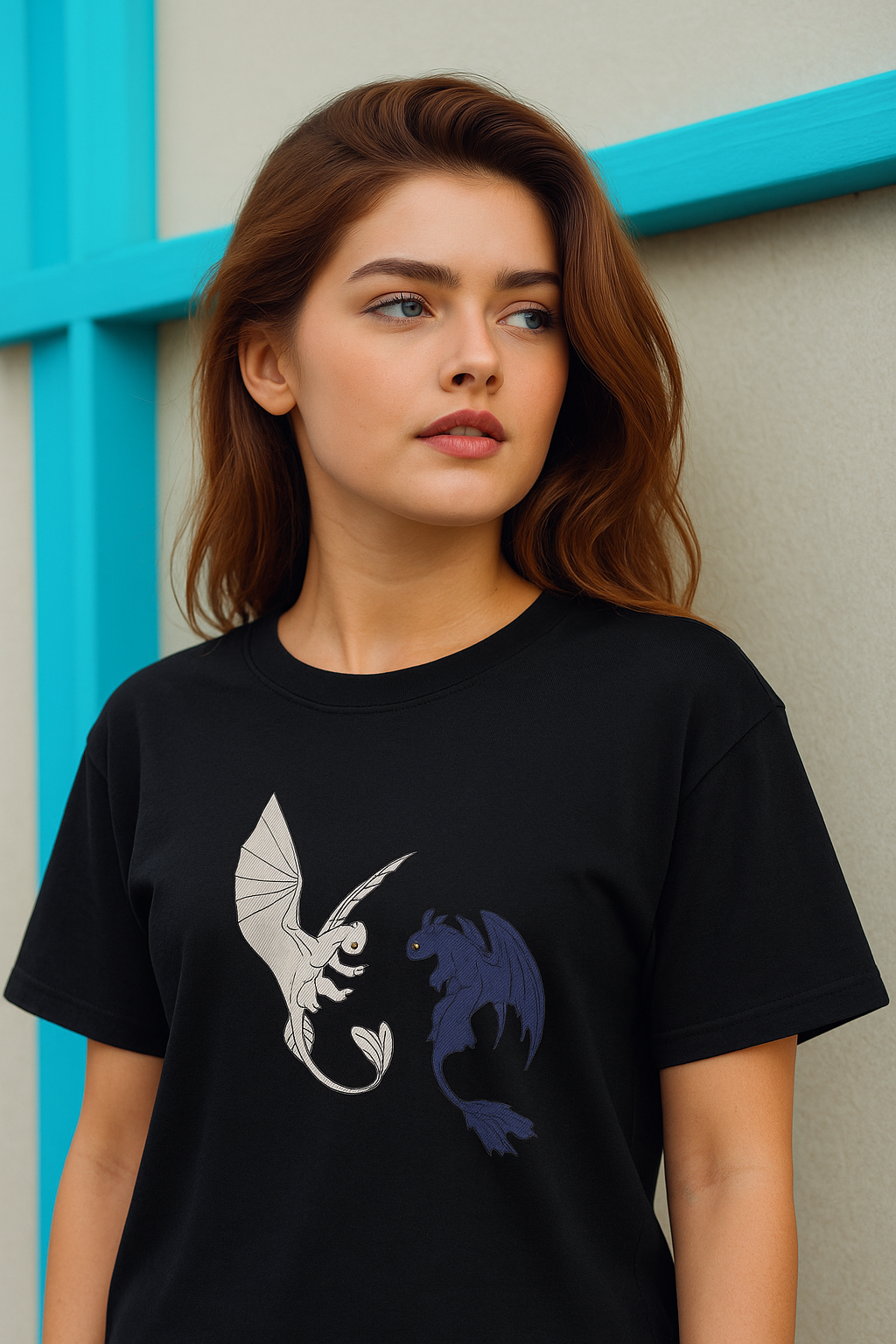 🐉 Level UP | تيشورت Dragons Balance – Yin Yang Style (ستايل فانتازي)
